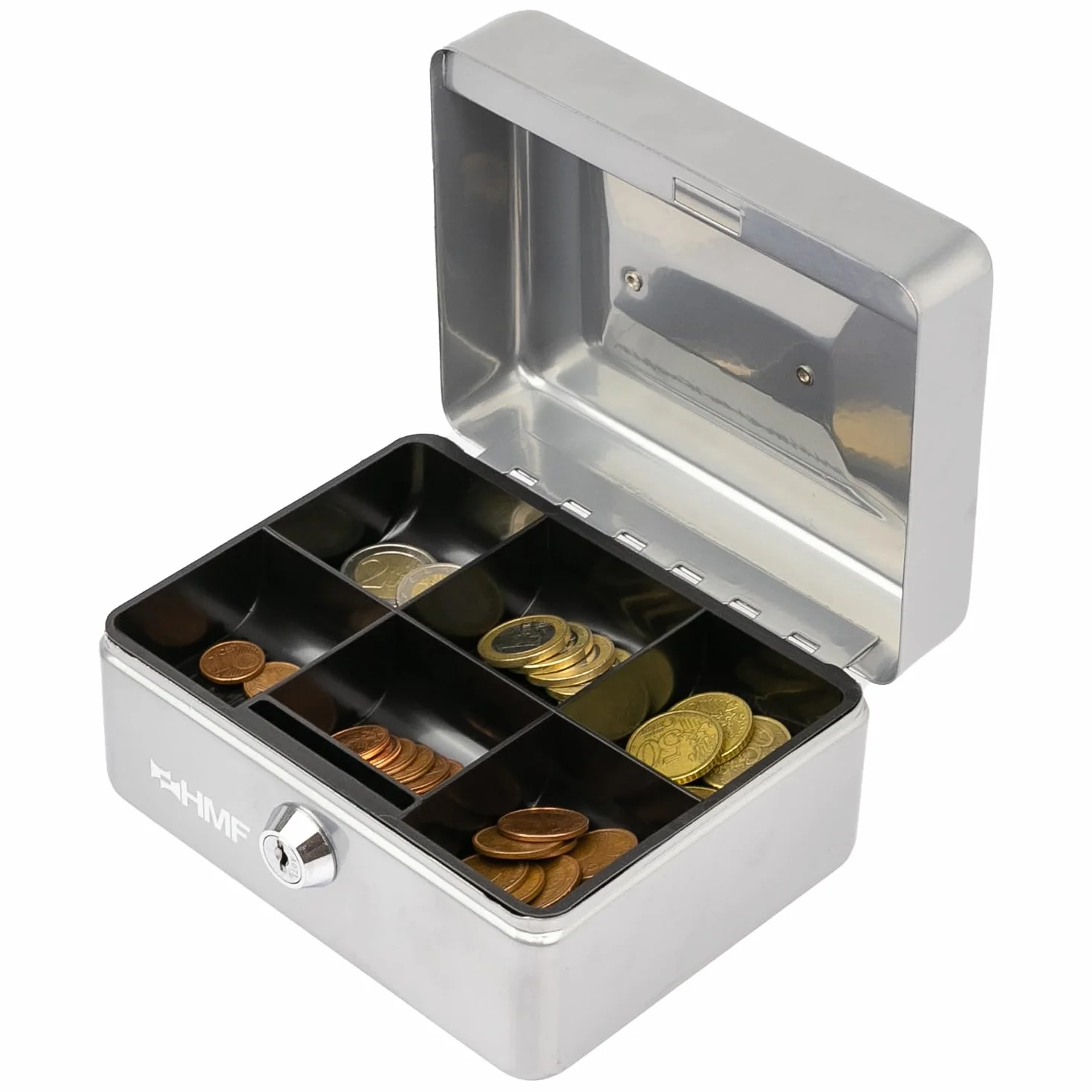 HMF 10215-09 kasetka na pieniądze 15 x 12 x 8 cm, srebrna