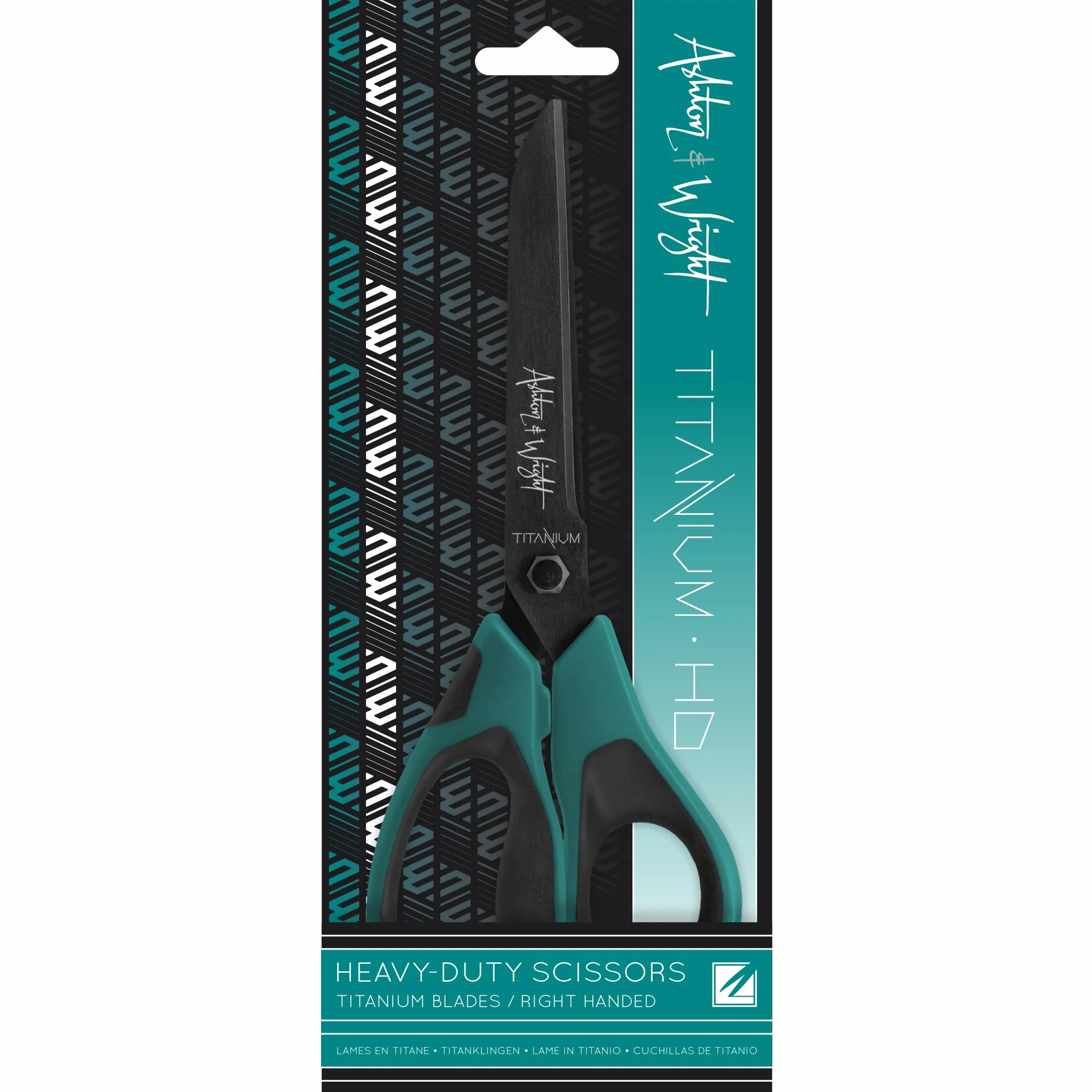 Ashton and Wright Titanium HD - Wytrzymałe nożyczki do biura, domu, kuchni i rzemiosła - 210 mm / 8 cali - ostrza pokryte tytanem (turkusowe, praworęczne)
