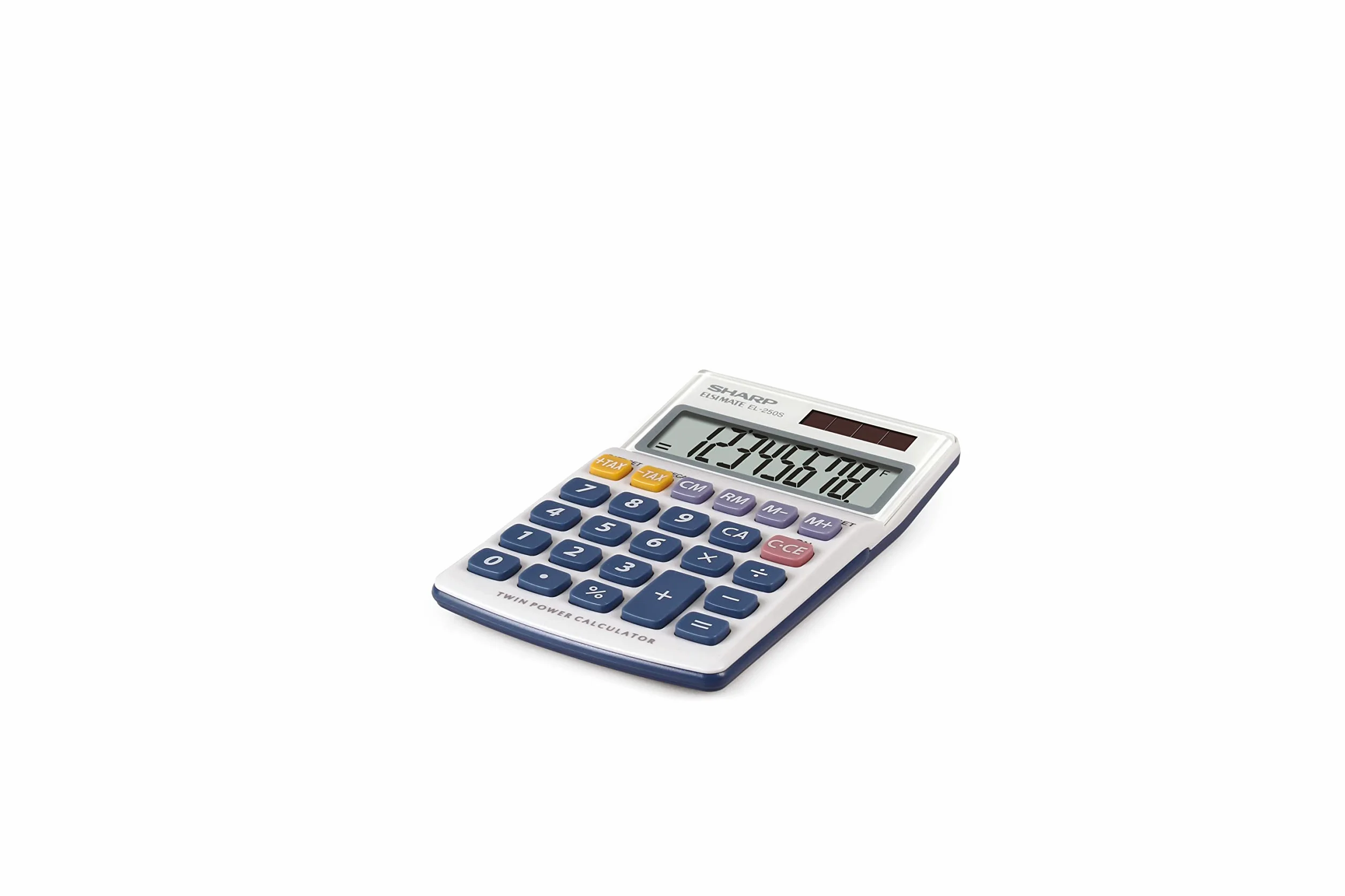 Sharp EL-250S kalkulator (8 cyfr, zasilanie solarne i bateryjne) biały