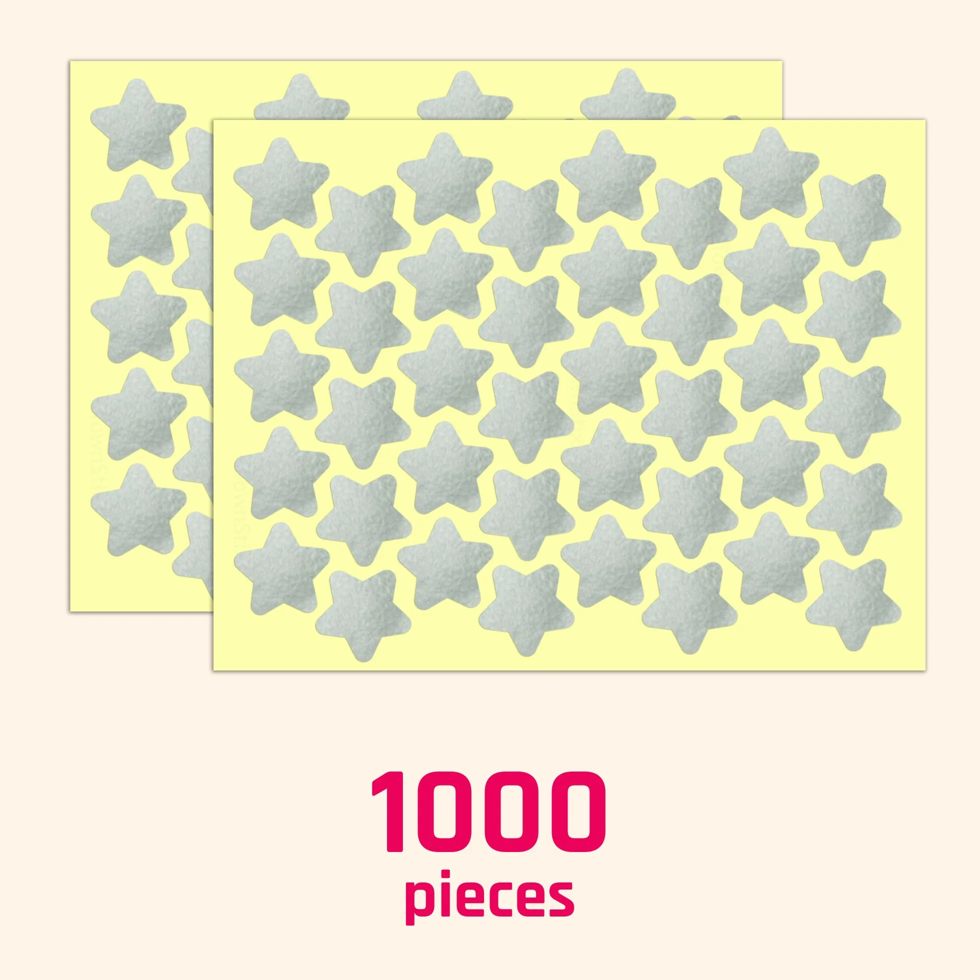 1000 Sztuk, 25 mm - Srebrny Naklejki Gwiazdki Etykiety Samoprzylepne