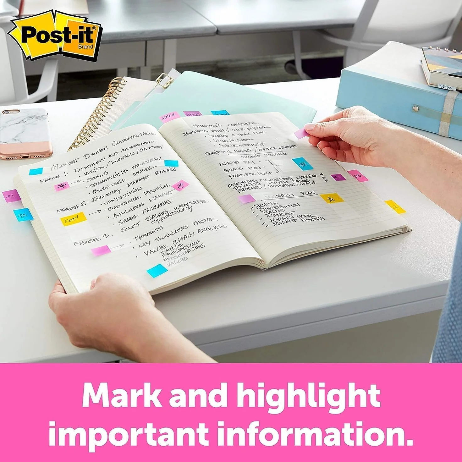 Post-it I680-2 Index 1 dozownik po 50 karteczek (25,4 x 43,2 mm), niebieski