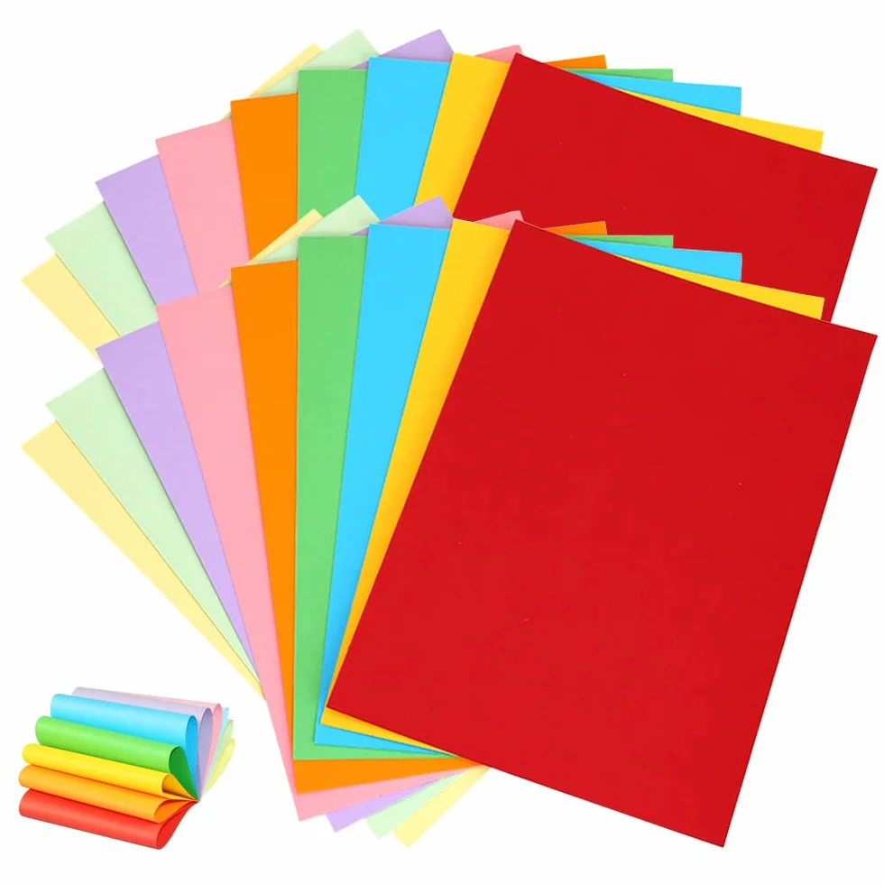 Kolorowy papier do kopiowania A4, 100 arkuszy kolorowego papieru do drukarek, zacięcie papieru A4, kolorowy papier, do majsterkowania, kartek okolicznościowych i obrazów