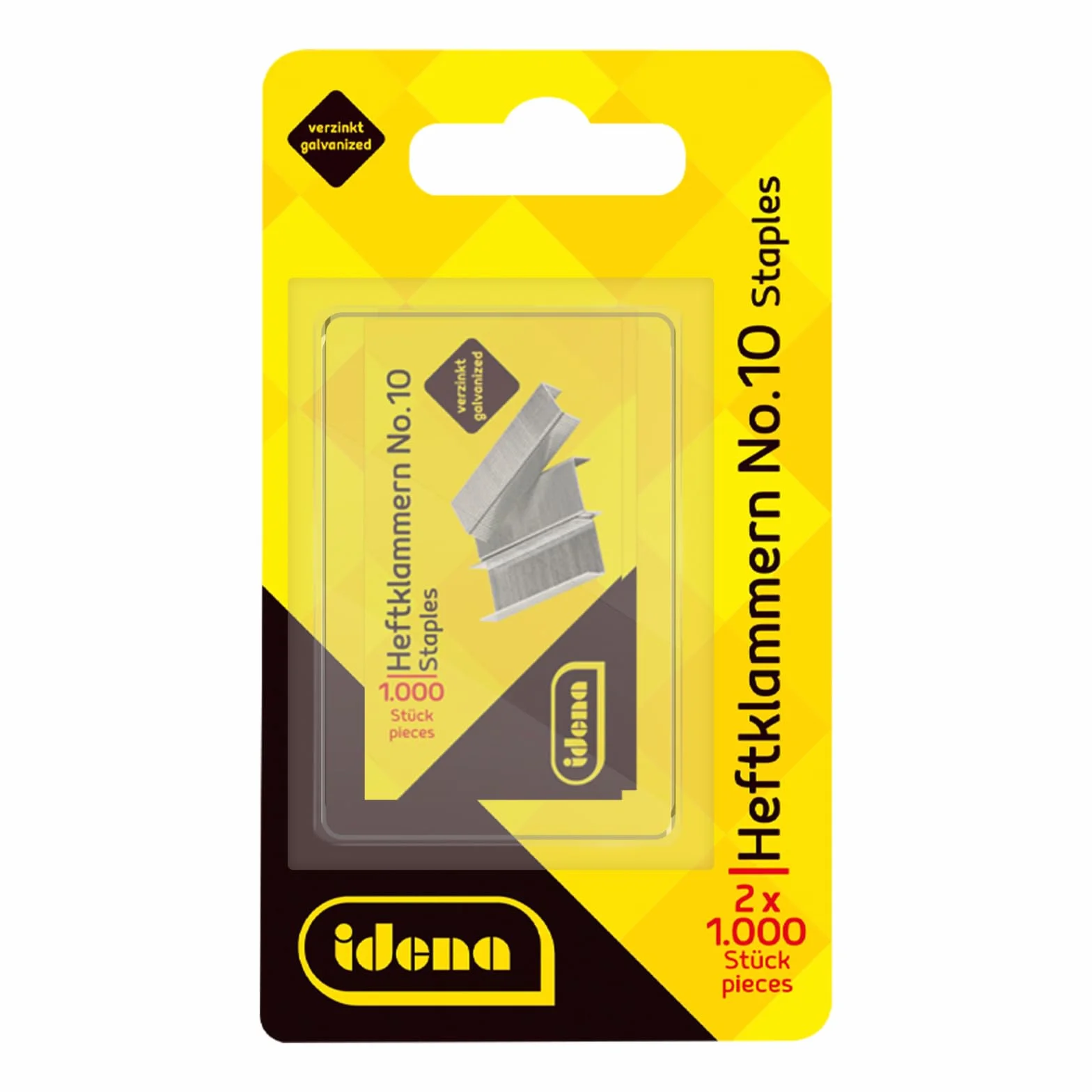 Idena 12094 - Zszywki, nr 10, 2 x 1.000 sztuk, ocynkowane