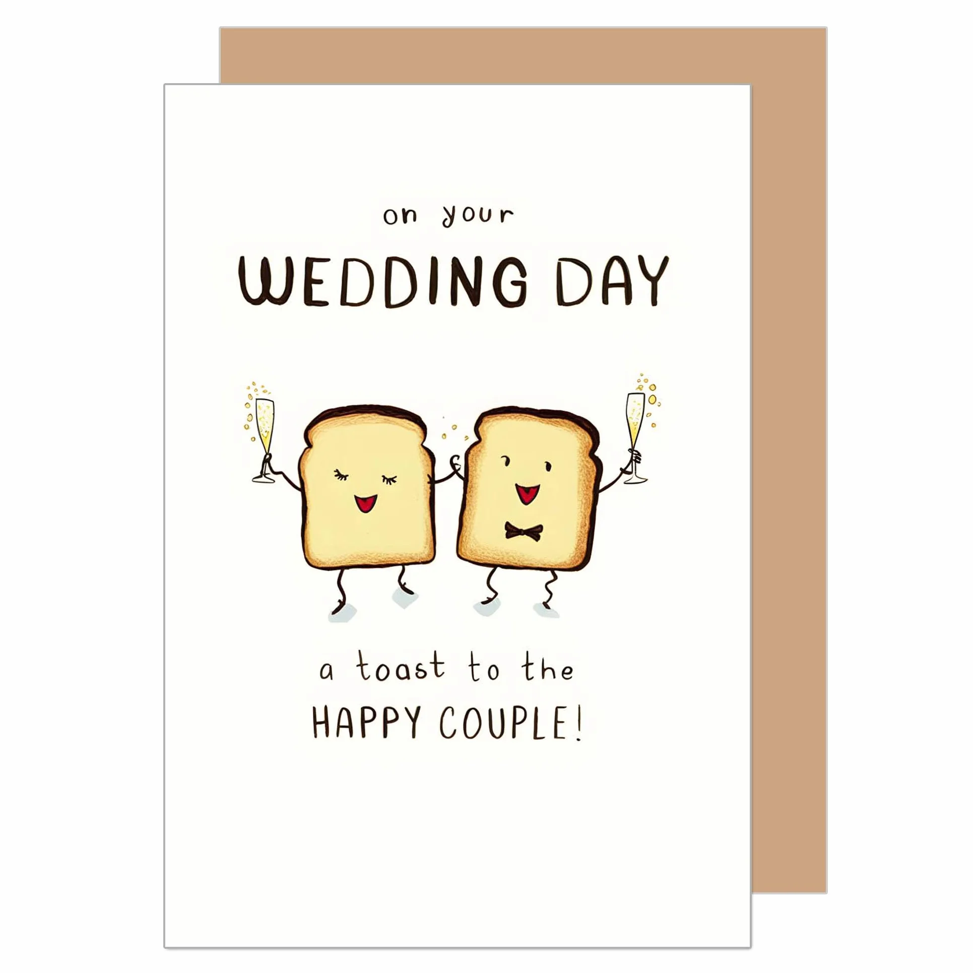 Edition Seidel Premium kartka z życzeniami ślubna z kopertą z papieru kraft. Kartka ślubna z życzeniami małżeństwo Just Married Wedding para młoda toast wznieść toast (H487 SW024)
