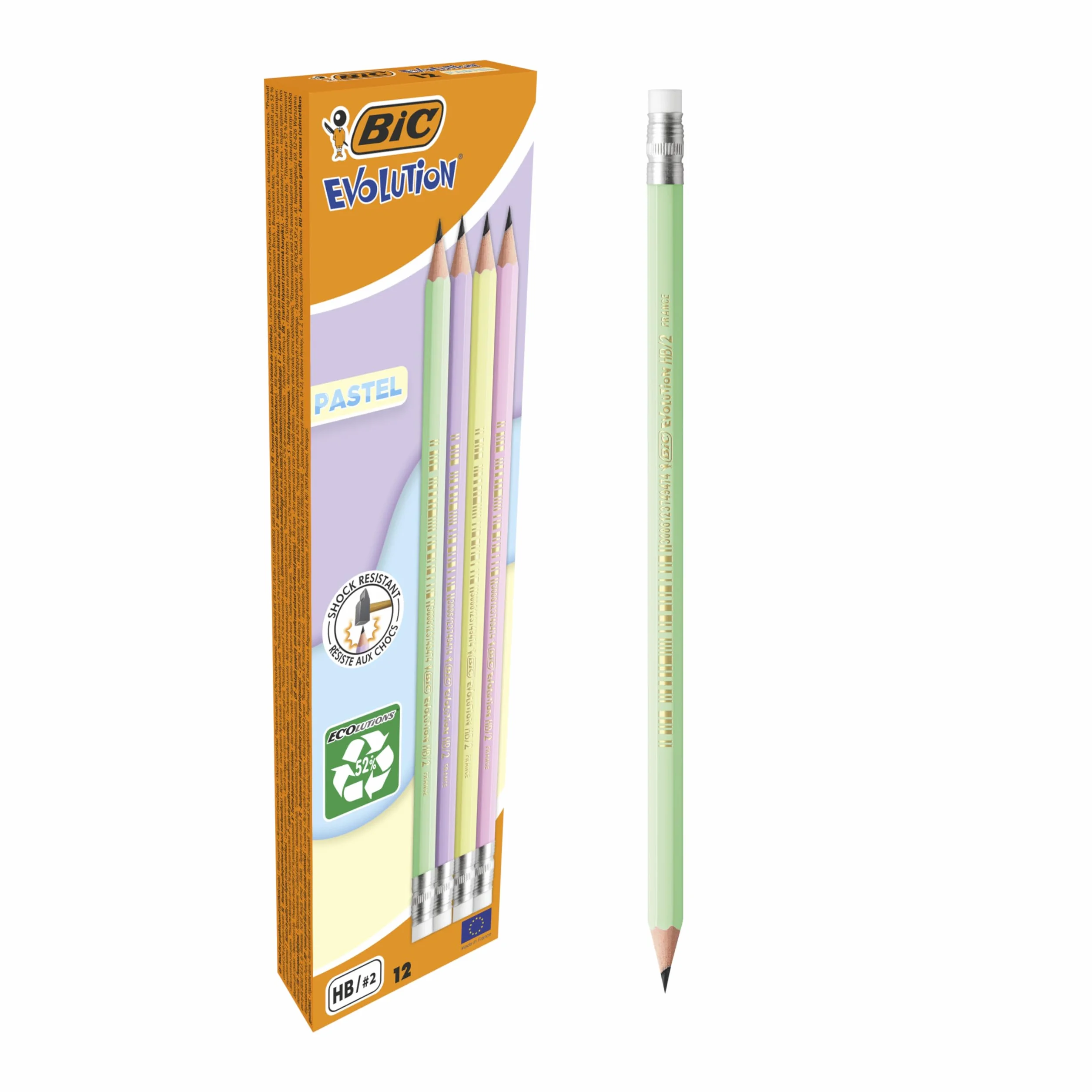 BIC Evolution Pastel Ołówek z gumką Pudełko 12szt