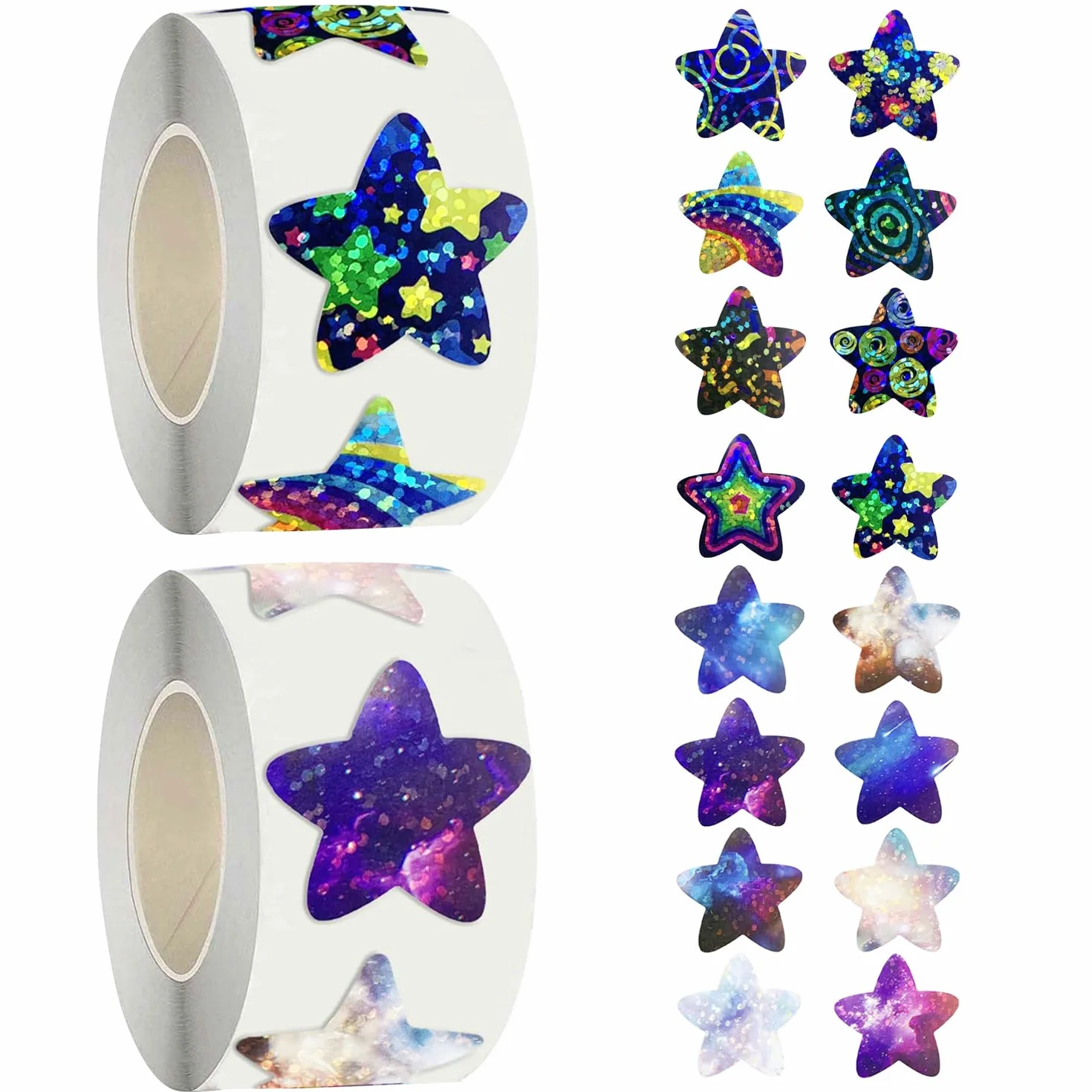 2 rolki naklejek gwiezdnych dla dzieci, naklejki gwiazdkowe jako nagroda, 2,5 cm refleksyjne naklejki gwiazdkowe, magiczne naklejki jako nagroda, naklejki motywacyjne, akcesoria dla nauczycieli