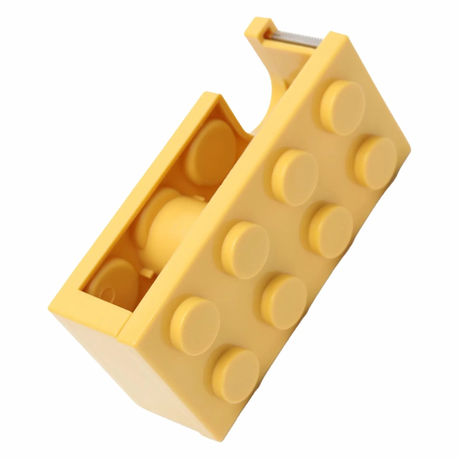 Generic Uchwyt na taśmę biurkową, Wygodny, łatwy do Cięcia, Stylowy Dozownik Taśmy na Biurko w Kształcie Klocków, Trwały do ​​szkoły (YELLOW)