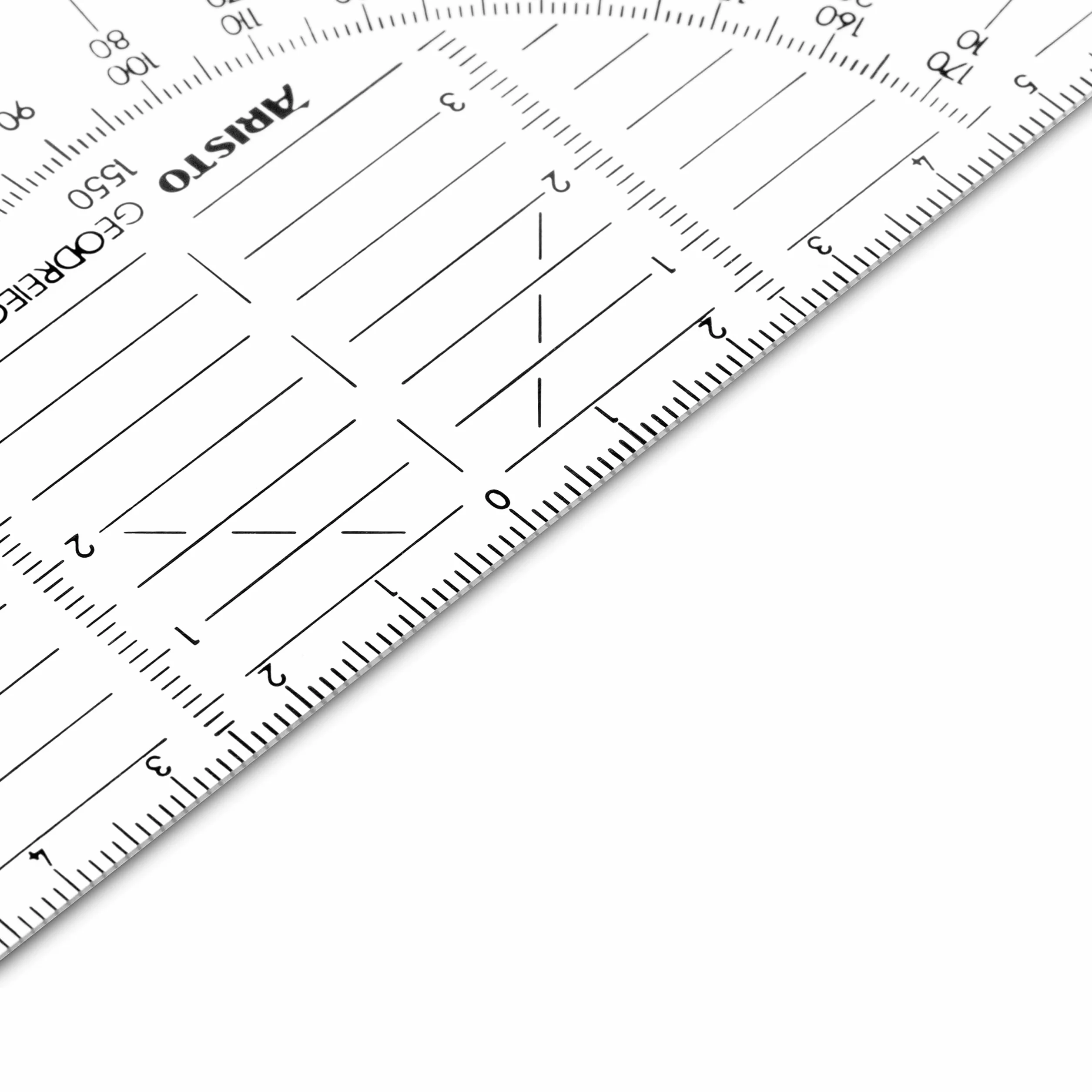 Aristo AR1550 ekierka geometryczna (16 cm, nietłukące się tworzywo sztuczne, wysoka dokładność wymiaru, odporne na ścieranie opis), przezroczysta