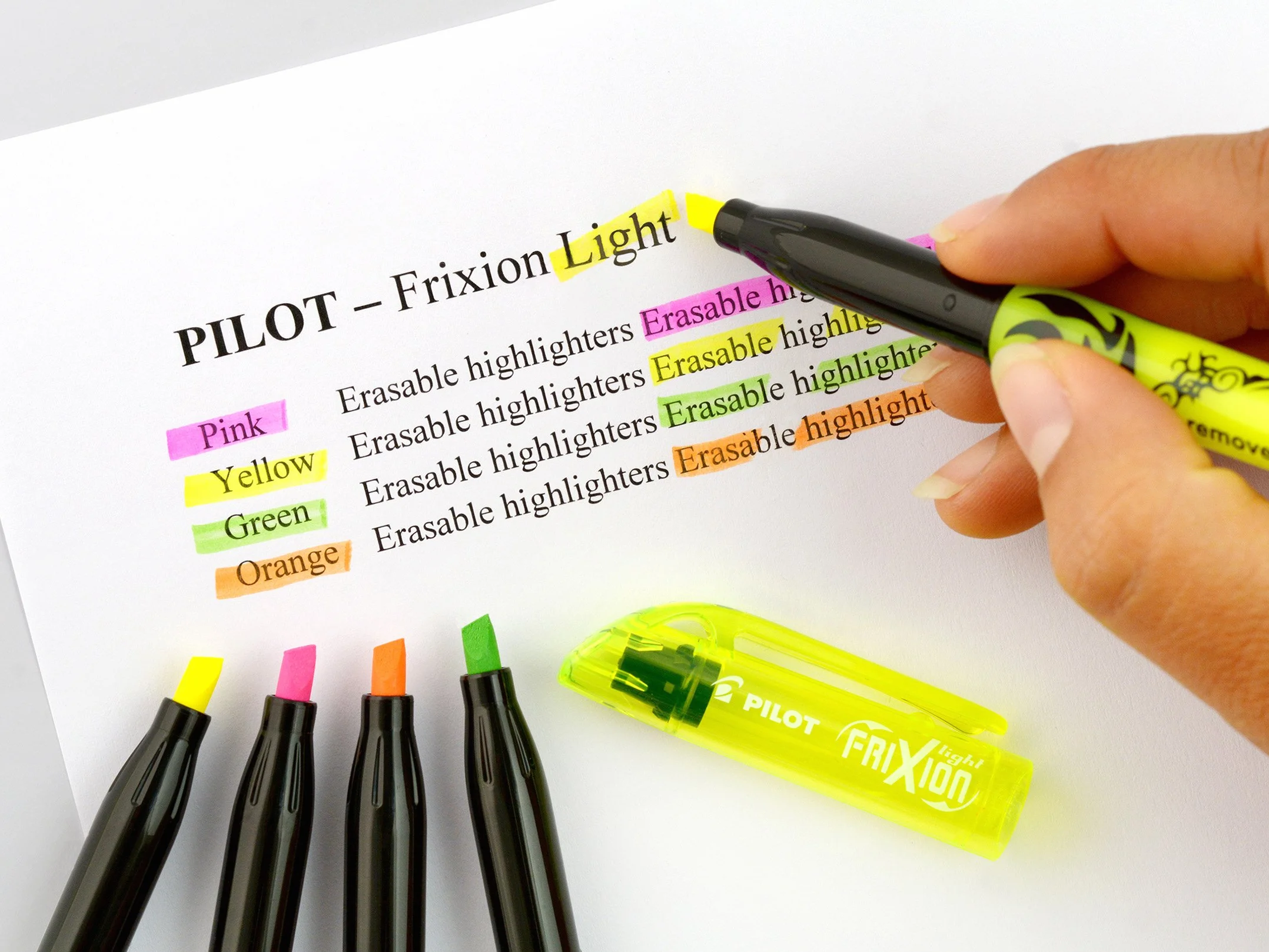 Pilot Frixion Light FLW538646 Zakreślacz, Żółty, 3 Sztuki