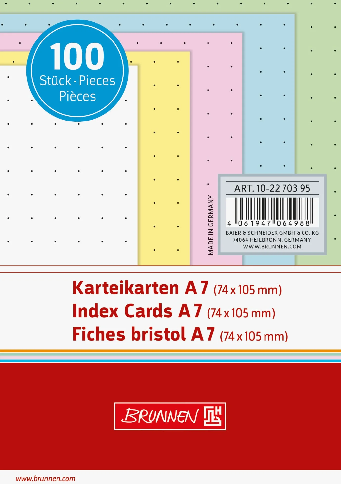 BRUNNEN Fiszki A7 w kropki