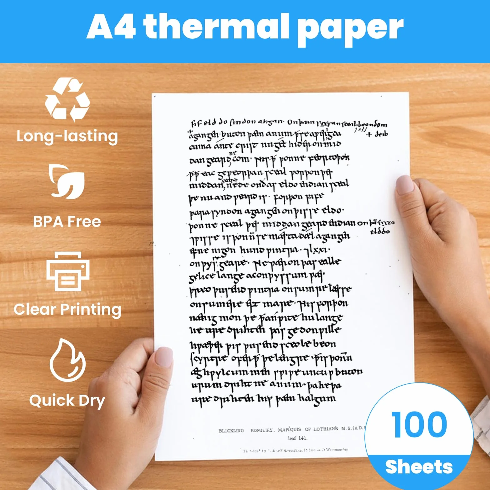 100 arkuszy papieru termicznego A4, kompatybilny z większością drukarek termicznych A4, szybkoschnący papier termiczny do dokumentów, stron internetowych, zdjęć