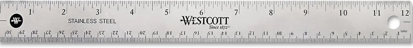 Westcott Linijka ze stali nierdzewnej 30 cm z antypoślizgową podstawą z korka